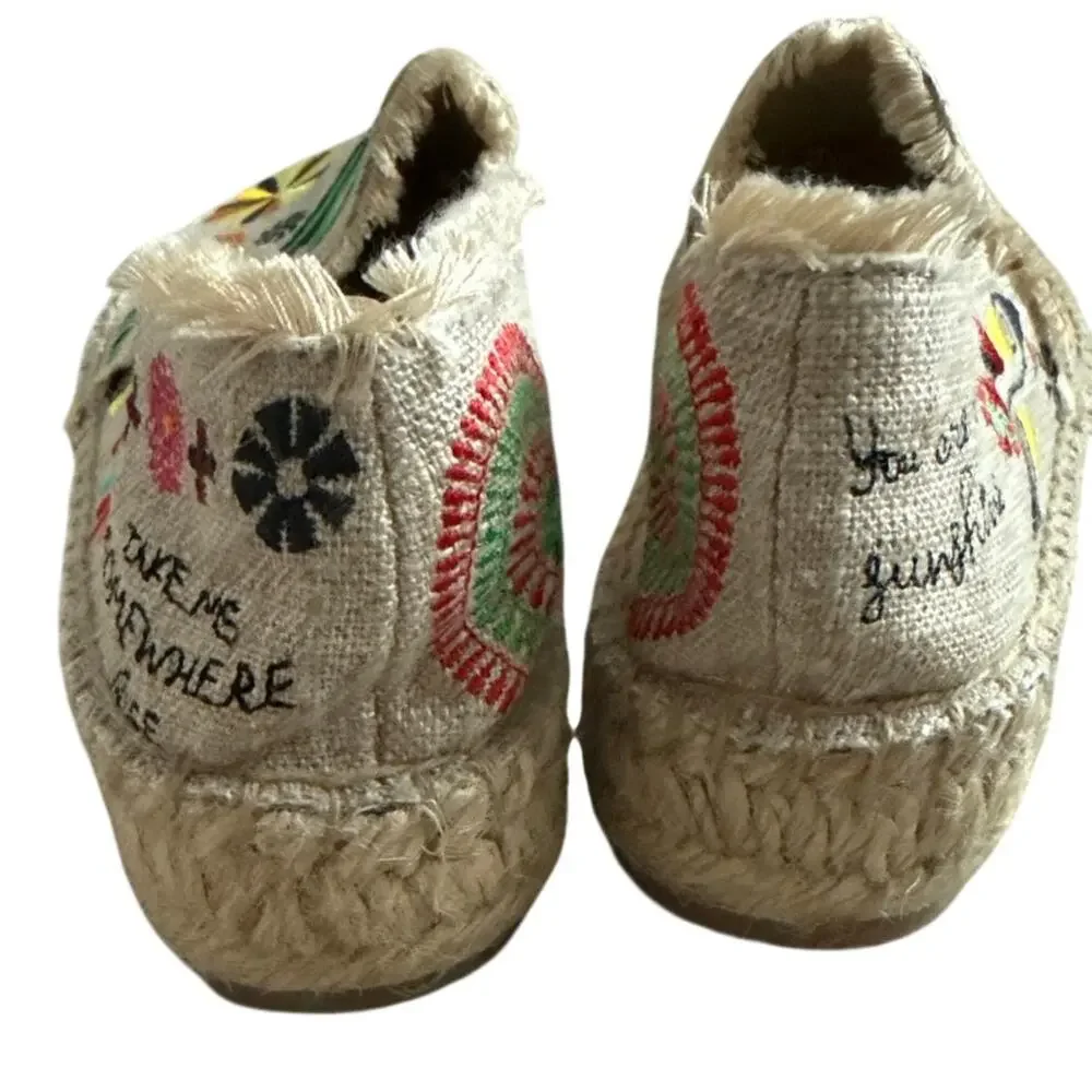 Johnny Was Parker Multicolor Embroidered Espadrille Shoes Size 6